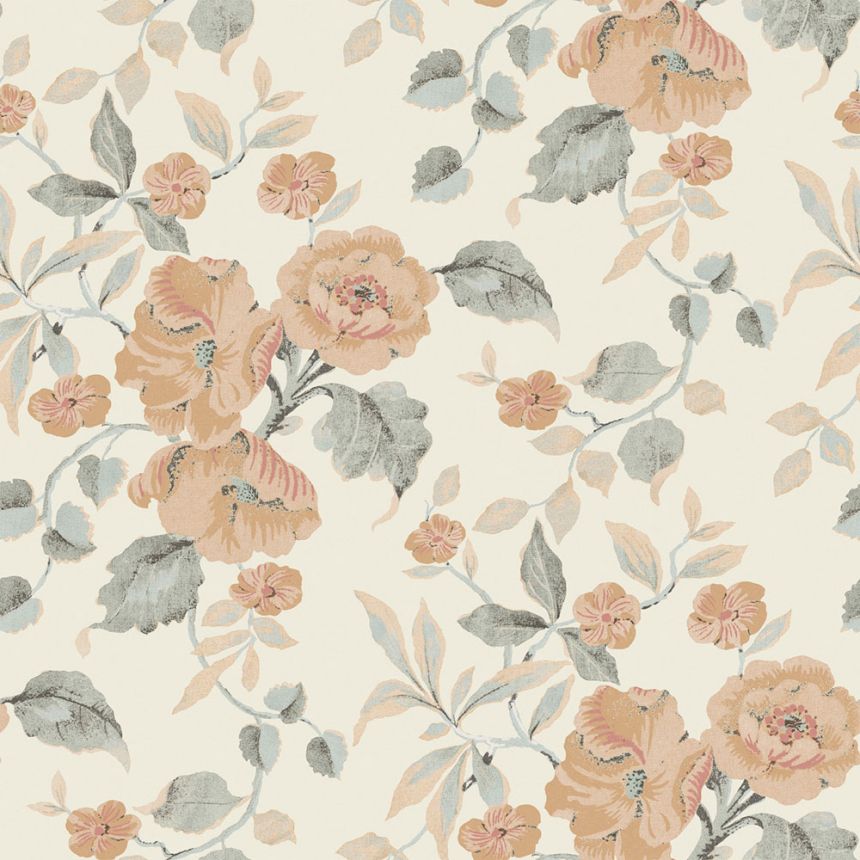 Květinová vliesová tapeta na zeď, oranžová, bílá, 127397, Laura Ashley 4