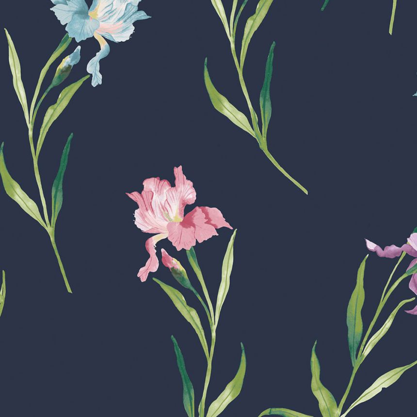 Vliesová tapeta na zeď, modrá, růžová, kosatce, 127399, Laura Ashley 4