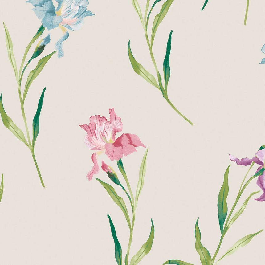 Vliesová tapeta na zeď, béžová, růžová, kosatce, 127400, Laura Ashley 4