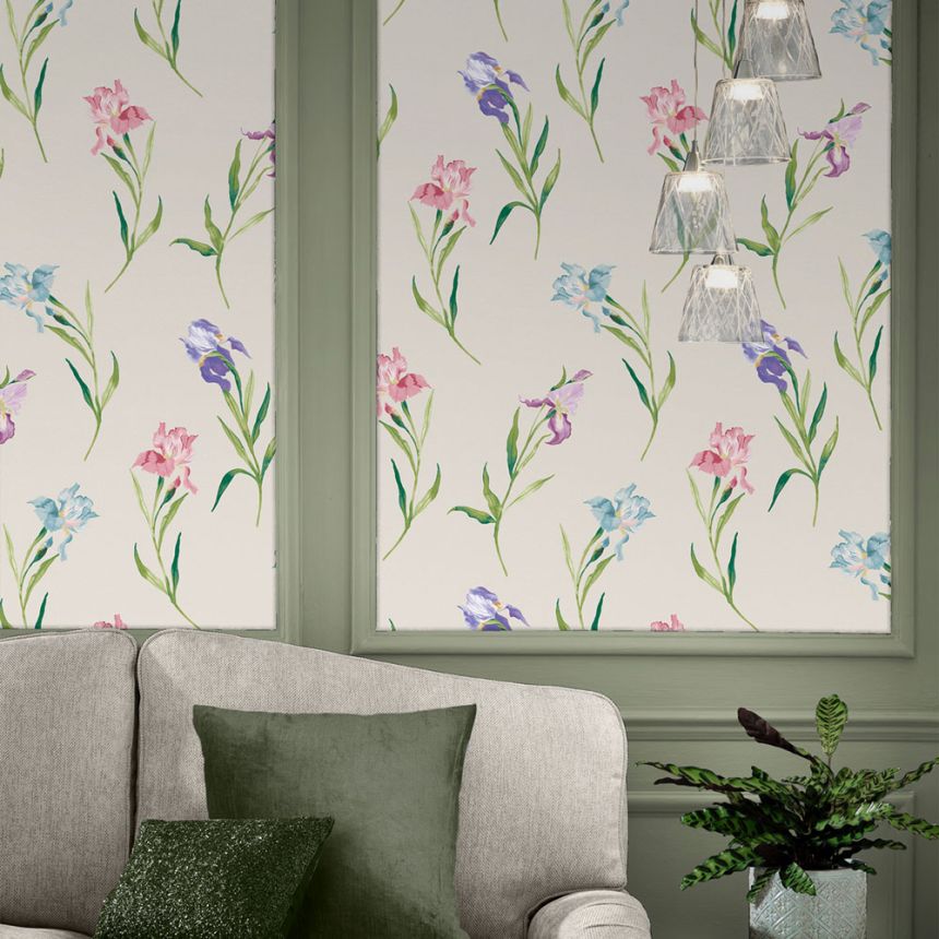 Vliesová tapeta na zeď, béžová, růžová, kosatce, 127400, Laura Ashley 4