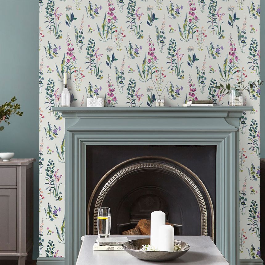 Květinová vliesová tapeta na zeď, růžová, fialová, 127401, Laura Ashley 4
