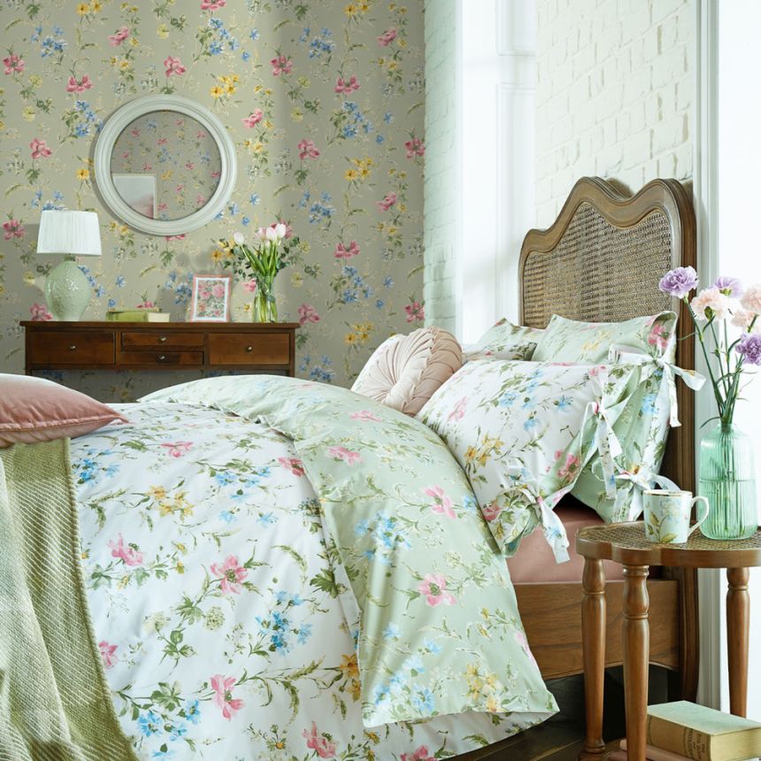 Vliesová tapeta na zeď, zelená, růžová, květy máku, 127405, Laura Ashley 4