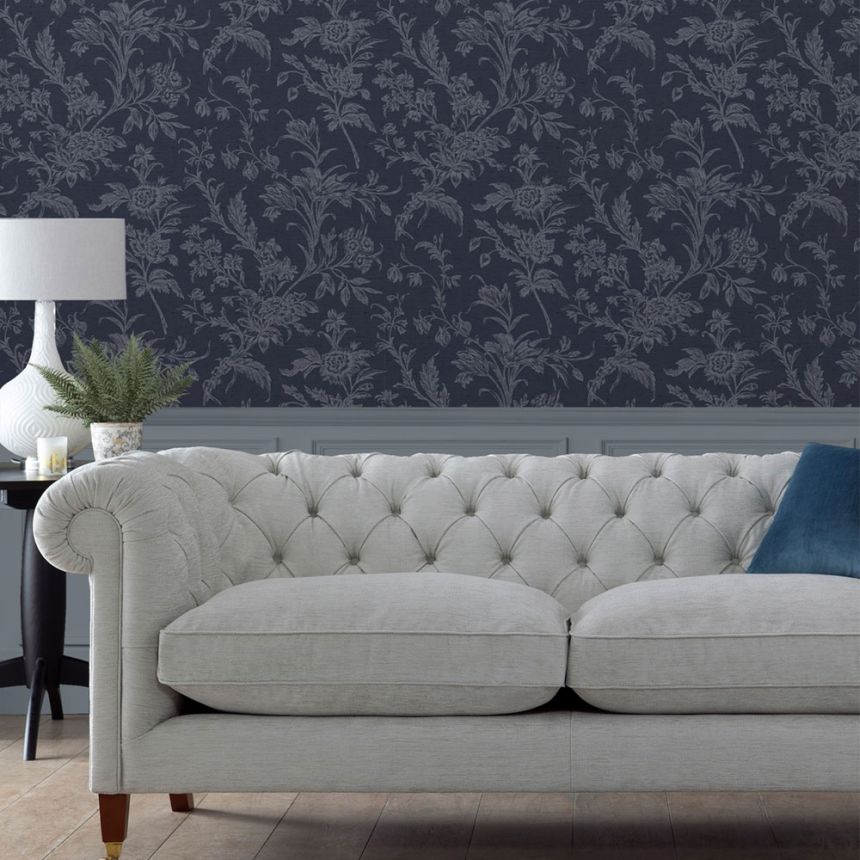 Vliesová tapeta na zeď, modrá, květinový vzor, 127392, Laura Ashley 4