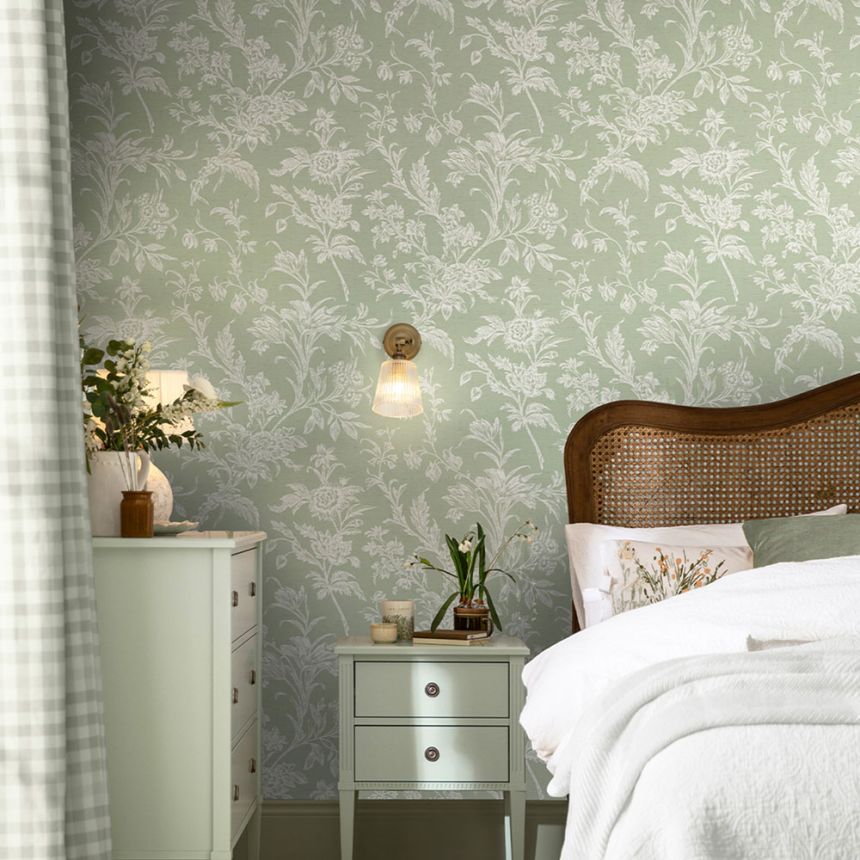 Vliesová tapeta na zeď, zeleno-bílá, květinový vzor, 130116, Laura Ashley 4