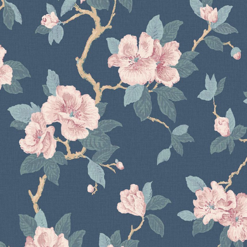 Květinová vliesová tapeta na zeď, modrá, růžová, 130095, Laura Ashley 4