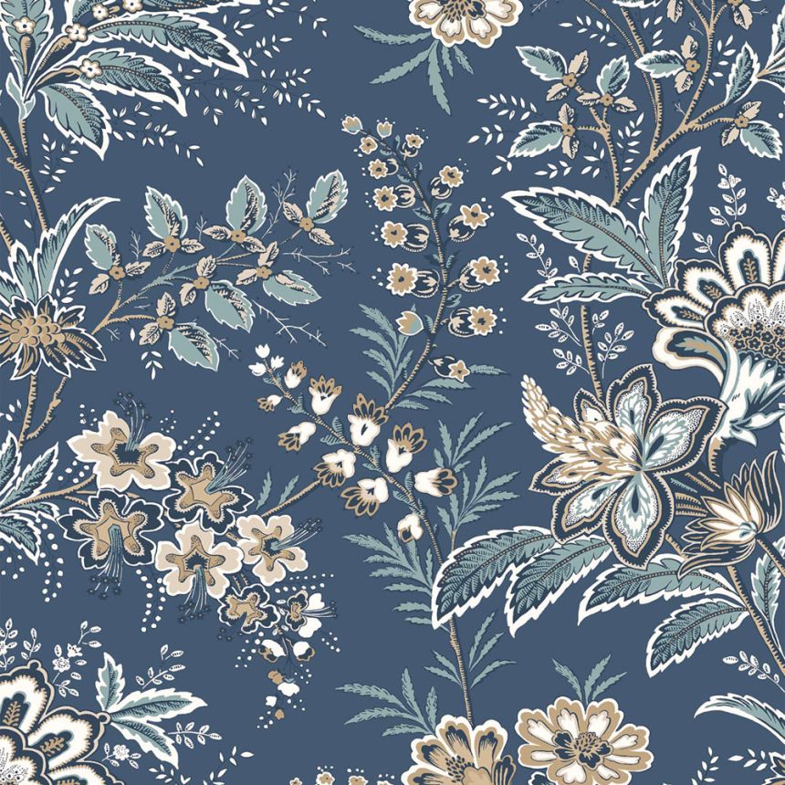 Vliesová tapeta na zeď, modrá, béžová, květiny, 130097, Laura Ashley 4