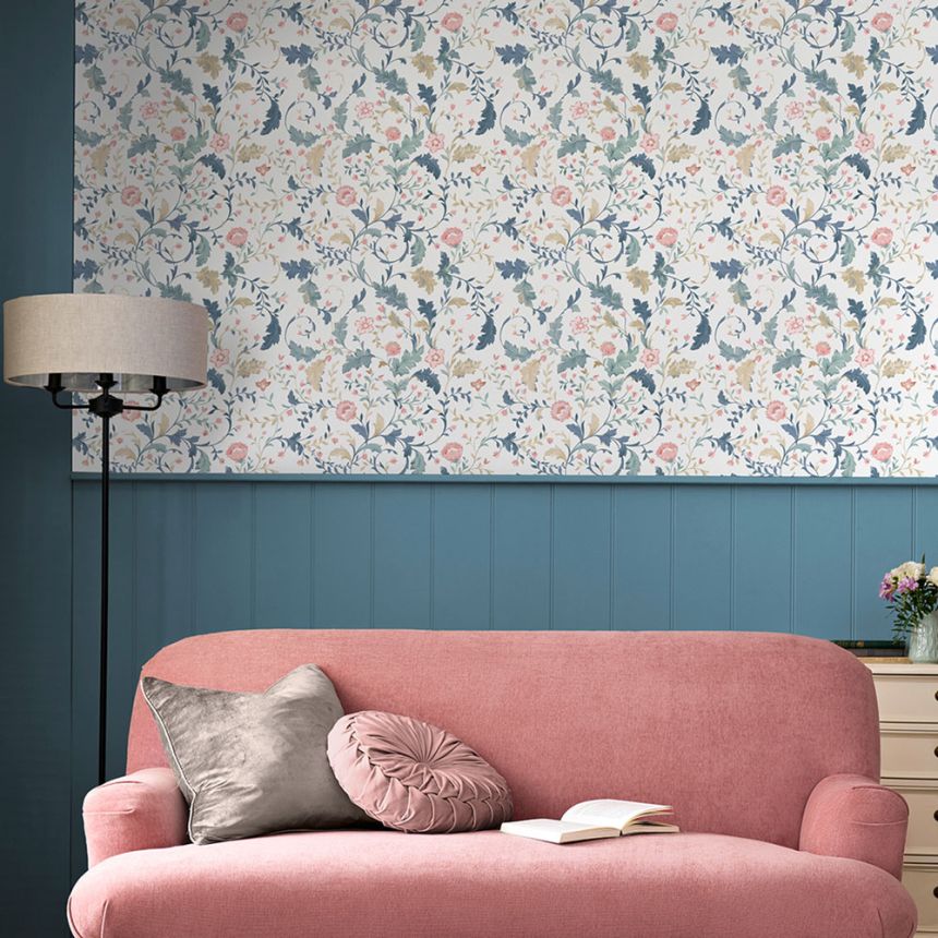 Vliesová tapeta na zeď, bílá, béžová, květiny, 130099, Laura Ashley 4 