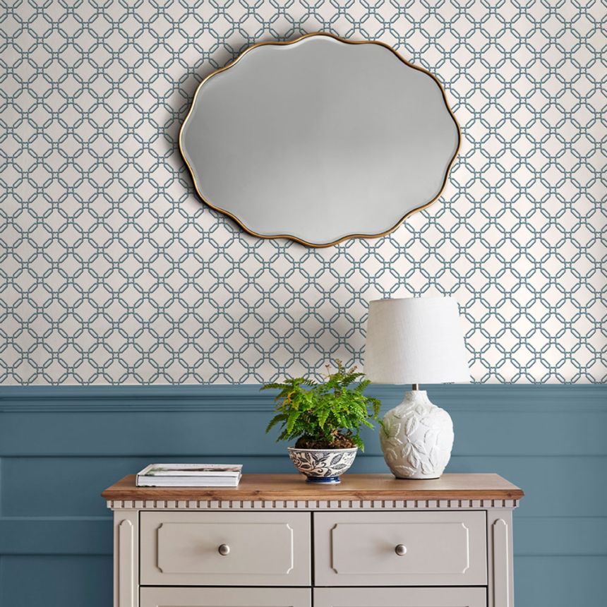 Vliesová tapeta na zeď, modrá, bílá, geometrický vzor, 130100, Laura Ashley 4