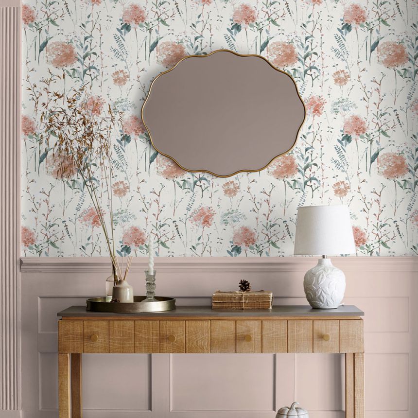 Vliesová tapeta na zeď, bílá, modrá, květinový vzor, 130104, Laura Ashley 4
