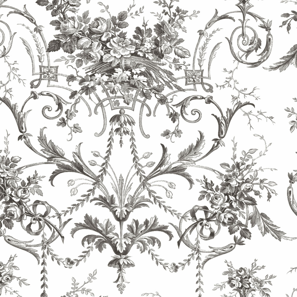 Zámecká vliesová tapeta na zeď, černo-bílá, květy, 122768, Laura Ashley 4