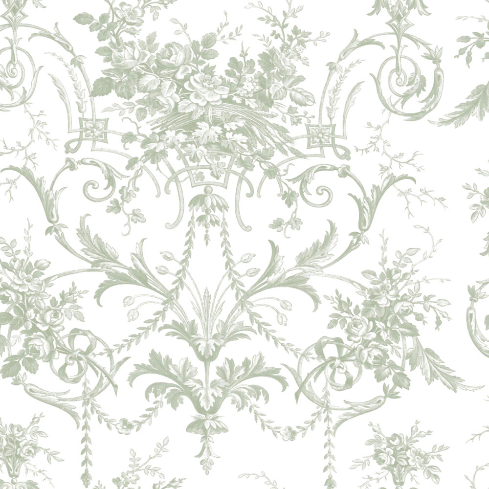 Zámecká vliesová tapeta na zeď, zeleno-bílá, květy, 130112, Laura Ashley 4