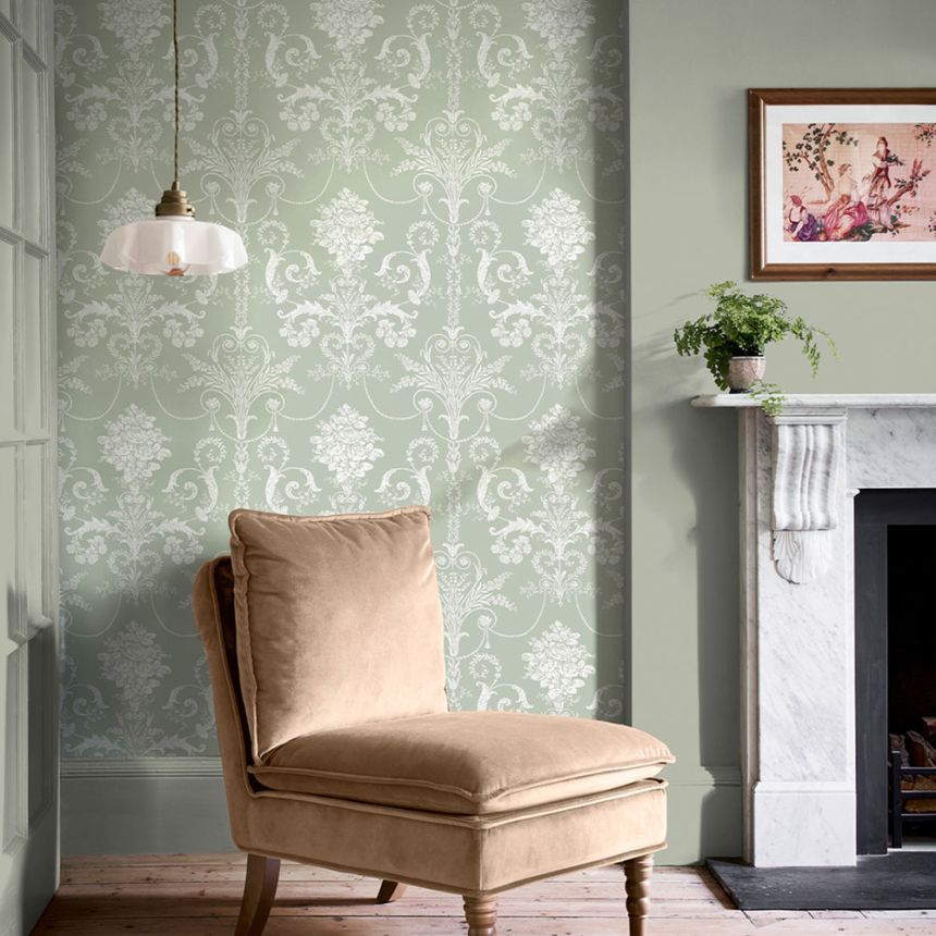 Zámecká vliesová tapeta na zeď, zelená, bílá, 130114, Laura Ashley 4