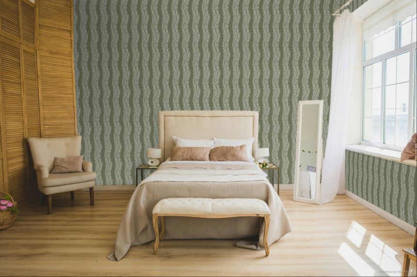 Vliesová tapeta na zeď, zelená, bílá, listy, 140321, Laura Ashley 4