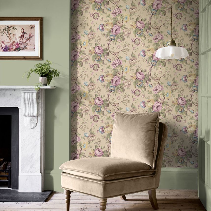 Vliesová tapeta na zeď, růžová, zelená, květinový vzor, 140323, Laura Ashley 4