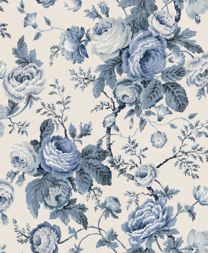 Vliesová tapeta na zeď, modrá, bílá, květinový vzor, 140324, Laura Ashley 4