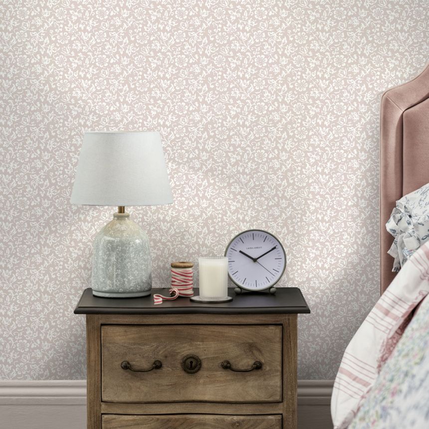 Vliesová tapeta na zeď, růžovo-bílá, květinový vzor, 140326, Laura Ashley 4