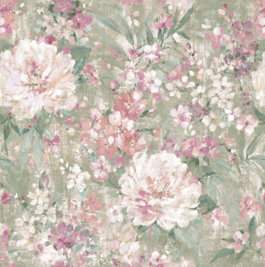 Vliesová tapeta na zeď, zelená, růžová, květinový vzor, 140328, Laura Ashley 4