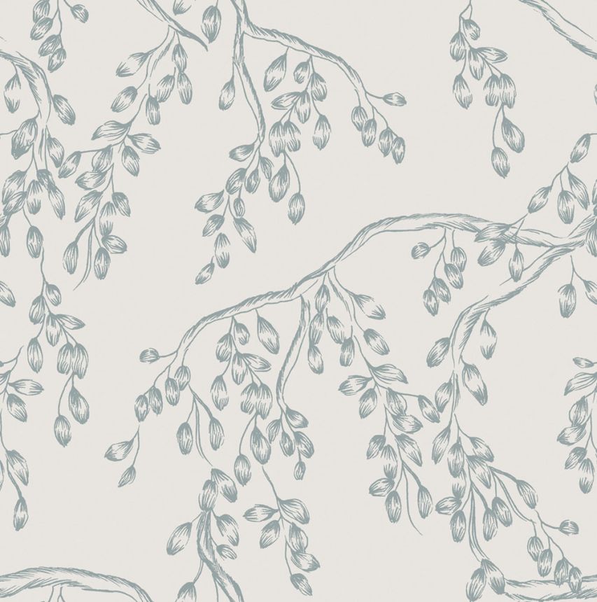 Vliesová tapeta na zeď, bílo-modrá, větvičky, 140334, Laura Ashley 4