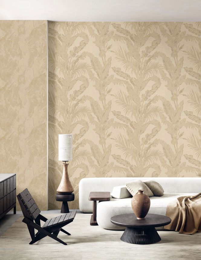 Luxusní vliesová tapeta na zeď, béžová, listy, imitace stěrkové omítky, 6603, Metamorphosis, Parato by Cristiana Masi