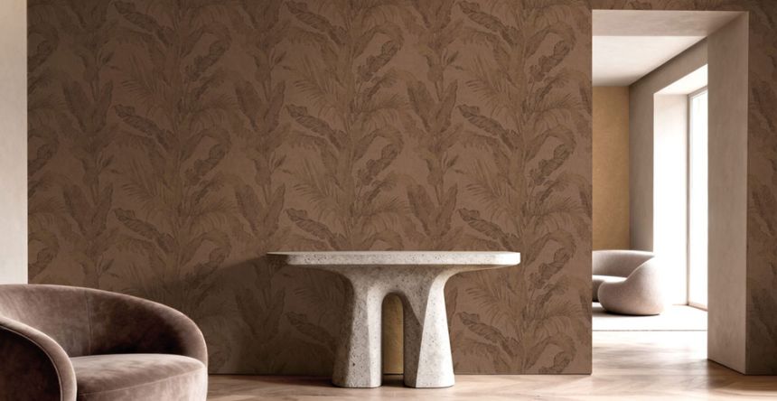 Luxusní vliesová tapeta na zeď, bronzová, hnědá, listy, imitace stěrkové omítky, 6604, Metamorphosis, Parato by Cristiana Masi
