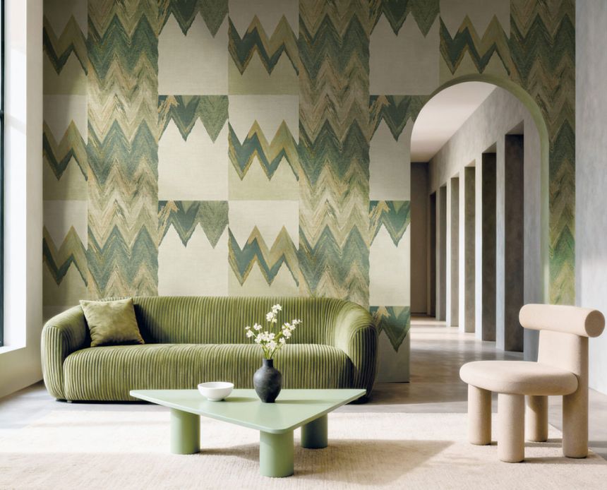 Geometrická vliesová tapeta na zeď, zelená, šedá, imitace látky, 6675, Metamorphosis, Parato by Cristiana Masi
