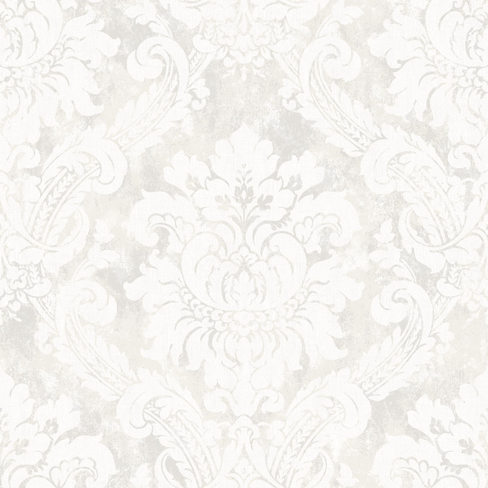 Vliesová tapeta na zeď, bílá, šedá, damaškový vzor, AU41001, Aurelia, Prestige Wallcoverings