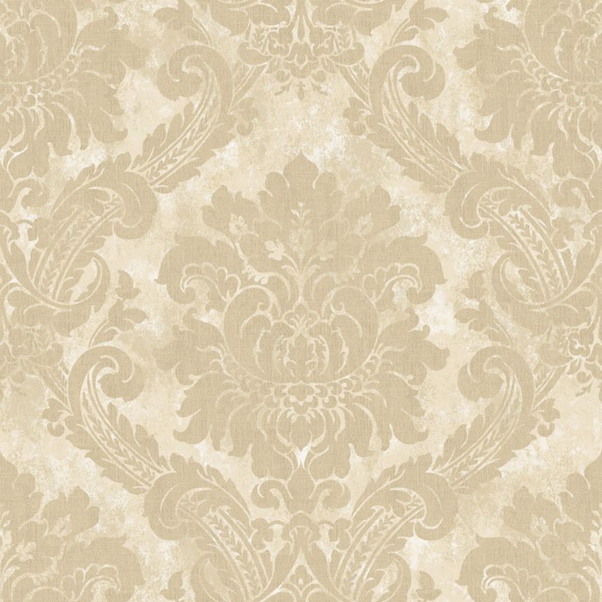 Vliesová tapeta na zeď, béžová, bílá, damaškový vzor, AU41002, Aurelia, Prestige Wallcoverings