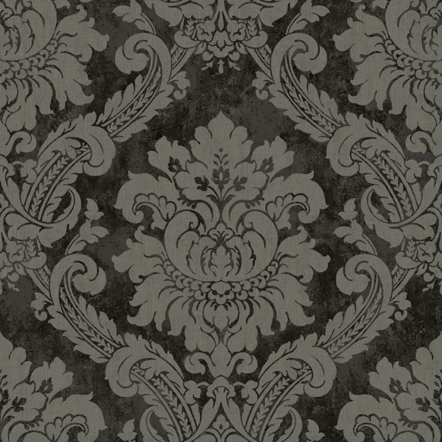 Vliesová tapeta na zeď, černá, šedá, damaškový vzor, AU41005, Aurelia, Prestige Wallcoverings