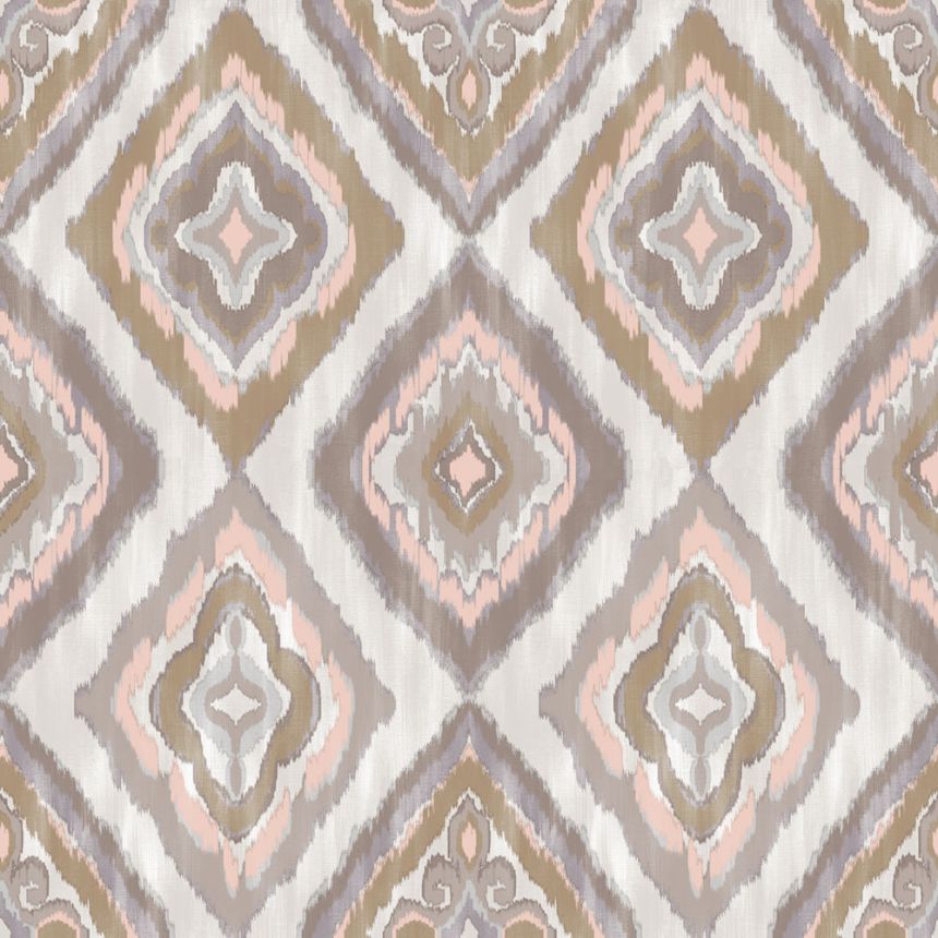 Vliesová tapeta na zeď, růžová, šedá, imitace látky, AU41403, Aurelia, Prestige Wallcoverings