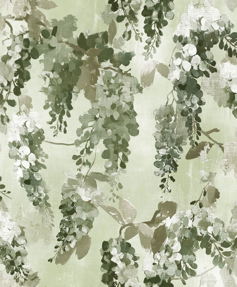 Vliesová tapeta na zeď, zelená, bílá, květiny, větvičky, AU41605, Aurelia, Prestige Wallcoverings