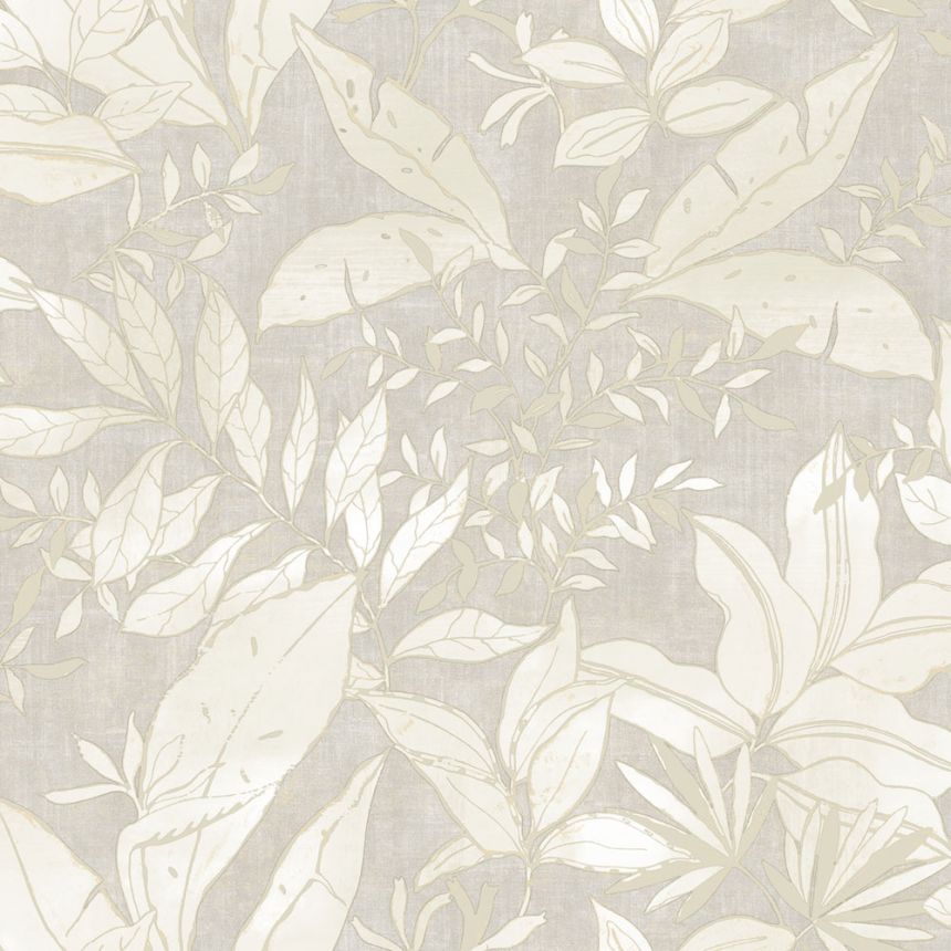 Vliesová tapeta na zeď, béžová, šedá, listy a větvičky, AU41701, Aurelia, Prestige Wallcoverings