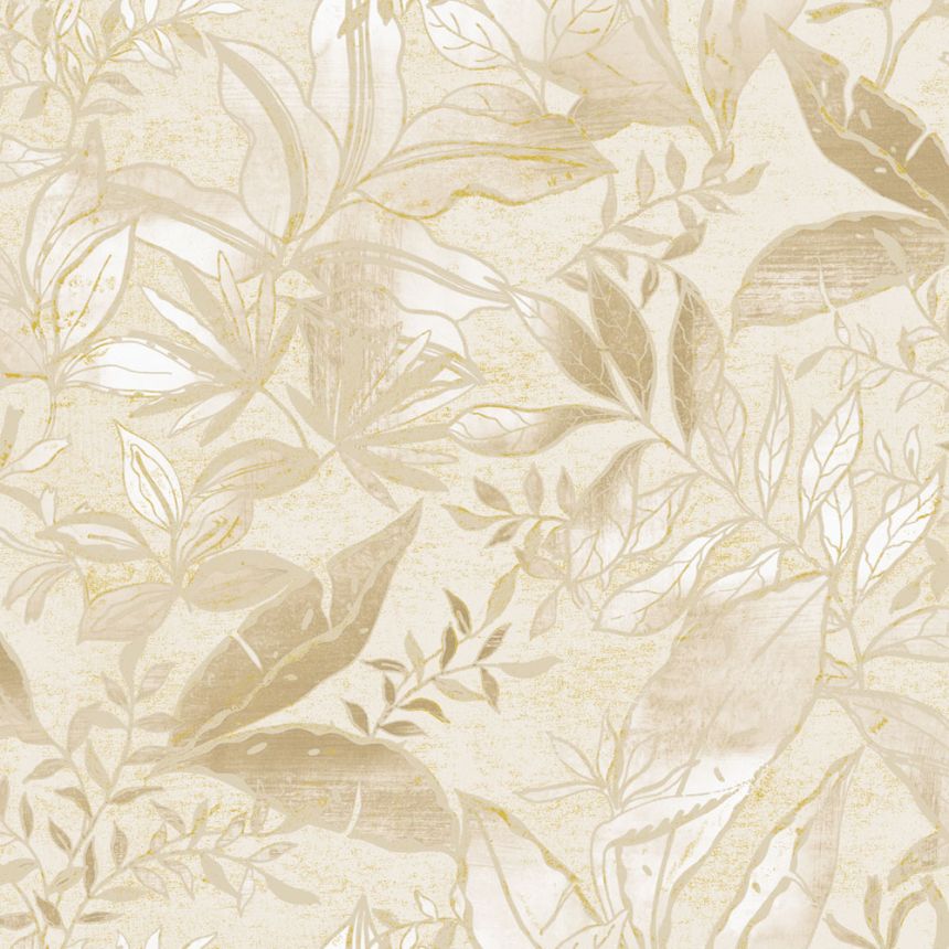 Vliesová tapeta na zeď, krémová, béžová, listy a větvičky, AU41702, Aurelia, Prestige Wallcoverings