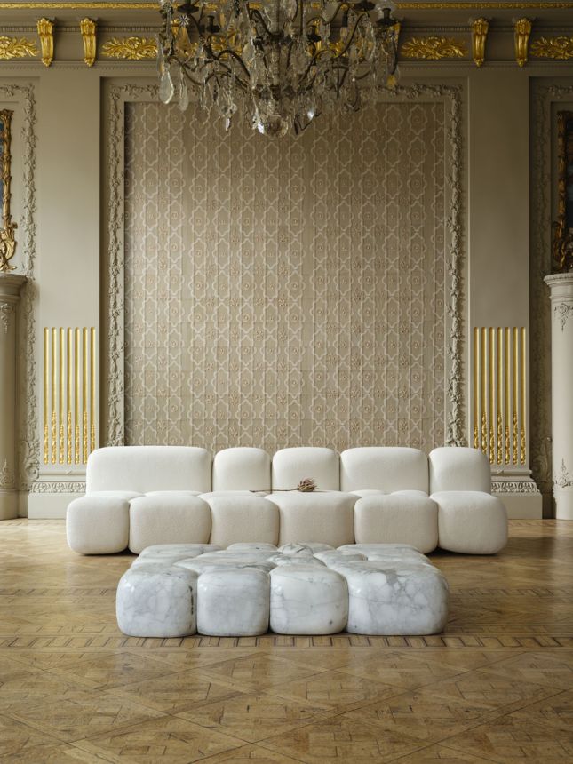 Luxusní vliesová tapeta na zeď s ornamenty, kozí kůže, béžová, 27400, Corium, Arte