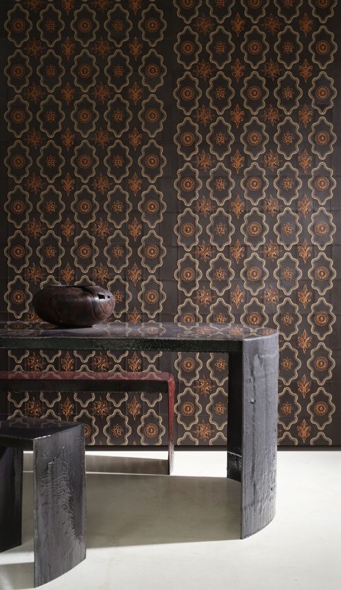 Luxusní vliesová tapeta na zeď s ornamenty, kozí kůže, hnědá, béžová, 27401, Corium, Arte