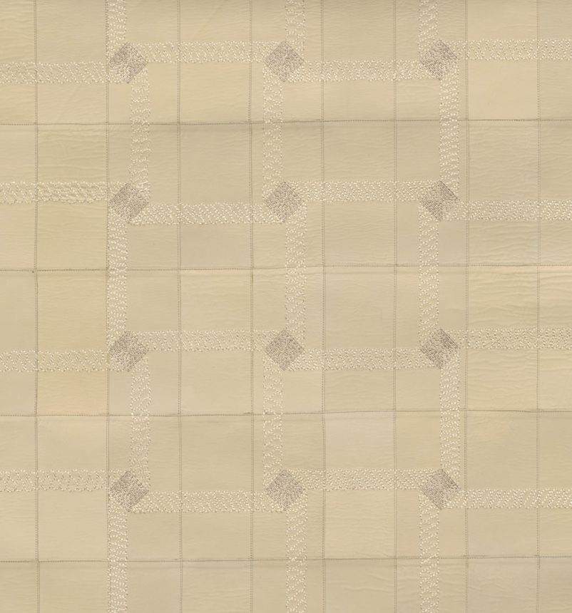 Geometrická vliesová vyšívaná tapeta na zeď, kozí kůže, krémová, 27420, Corium, Arte