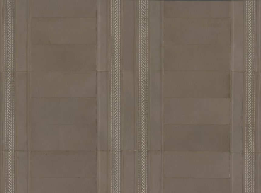 Geometrická vliesová vyšívaná tapeta na zeď, kozí kůže, šedo-hnědá, 27431, Corium, Arte
