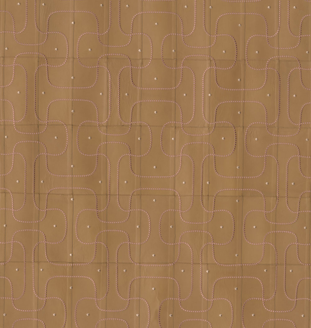 Geometrická vliesová vyšívaná tapeta na zeď, kozí kůže, oranžovo-hnědá, 27441, Corium, Arte