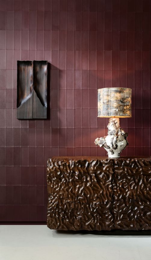 Luxusní vliesová tapeta na zeď, kozí kůže, vínová, 27455, Corium, Arte