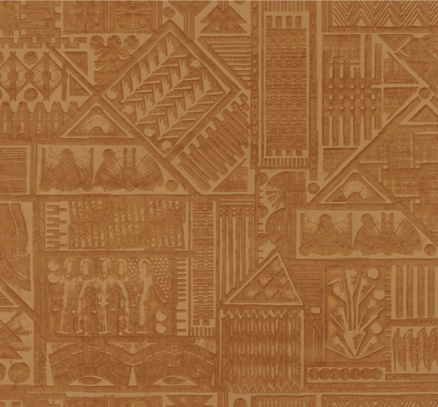 Vliesová textilní 3D tapeta na zeď, oranžovo-hnědá, nástěnná malba, 23400, Memphis, Arte