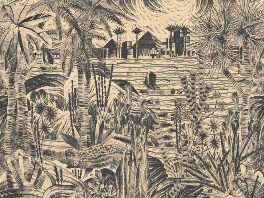 Obrazová vliesová tapeta na zeď, béžová, černá, starobylé Théby, 19460, Luxor, Arte