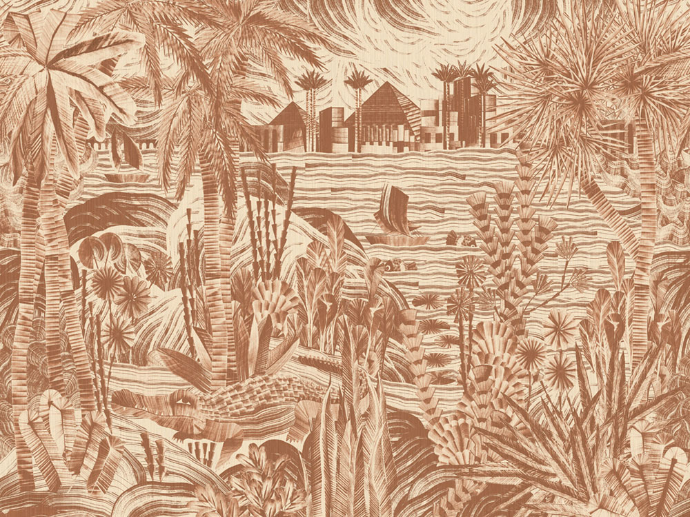 Obrazová vliesová tapeta na zeď, béžová, červená, starobylé Théby, 19461 Luxor Arte