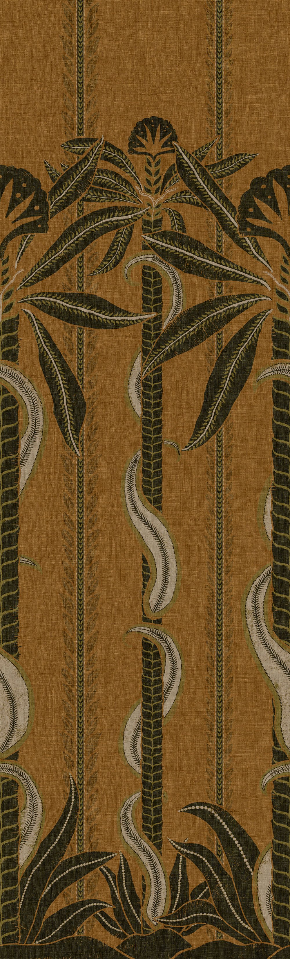 Vliesová obrazová tapeta, okrová, béžová, pruhy, rostliny, 18322, Indienne, Arte