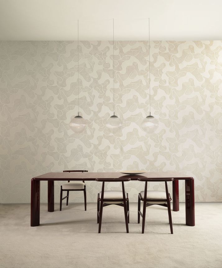 Geometrická vliesová tapeta na zeď, krémová, zlatá, pruhy, 48620, Zephyr, Arte