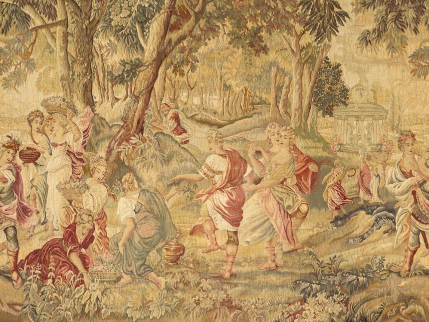 Vliesová obrazová tapeta na zeď, oranžová, vínová, květiny, stromy, 97880, Les Tapisseries, Arte