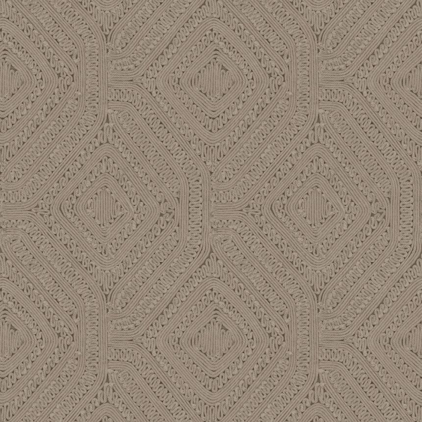 Geometrická vliesová tapeta na zeď, hnědá, šedá, imitace pleteniny, 140087, Abigail Ahern vol.1