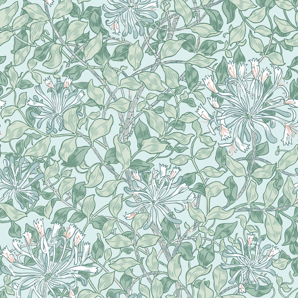 Vliesová tapeta na zeď, zelená, bílá, květiny, listy, 140485, William Morris at Home vol. 2