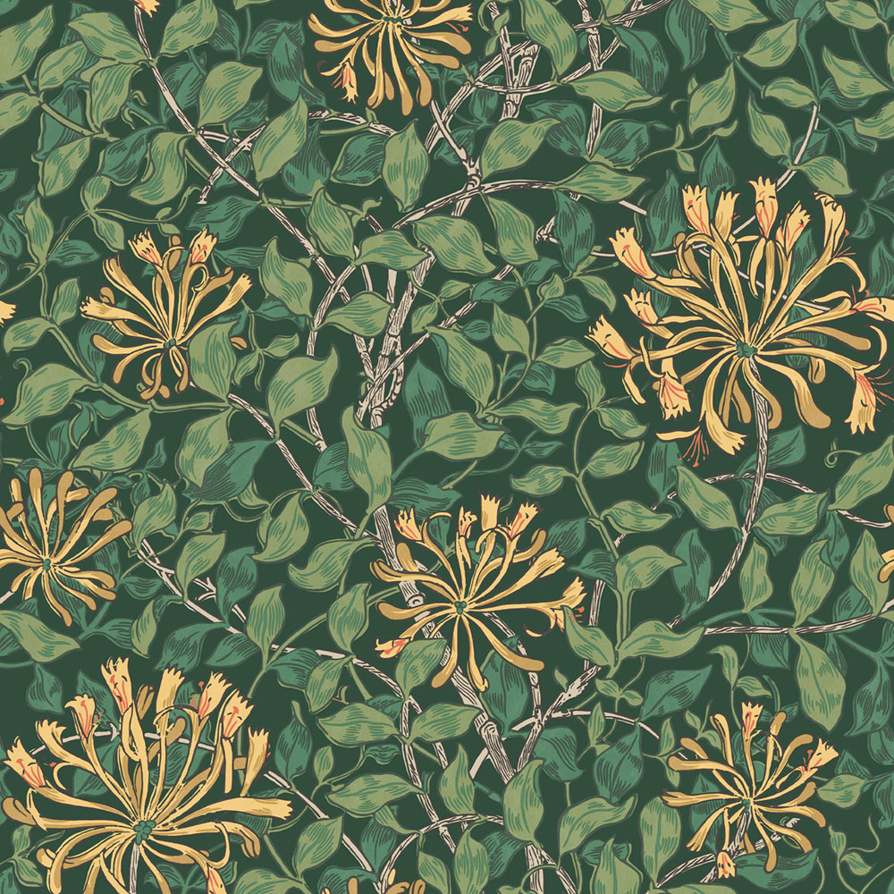 Vliesová tapeta na zeď, zelená, žlutá, květiny, listy, 140487, William Morris at Home vol. 2