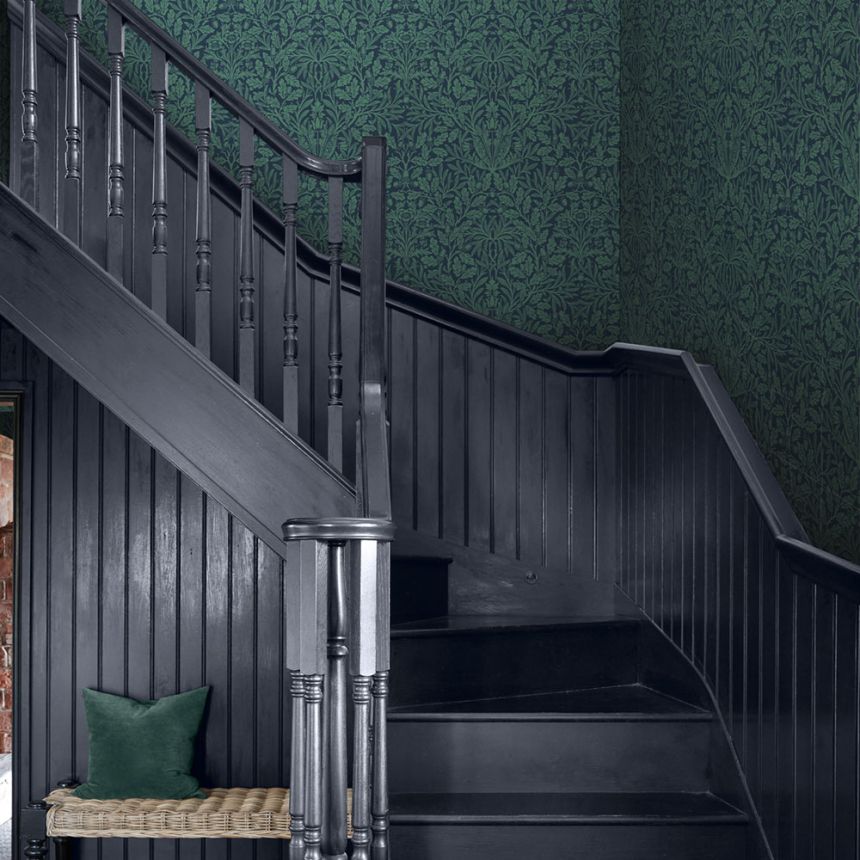Vliesová tapeta na zeď, modrá, květiny, listy, 140489, William Morris at Home vol. 2