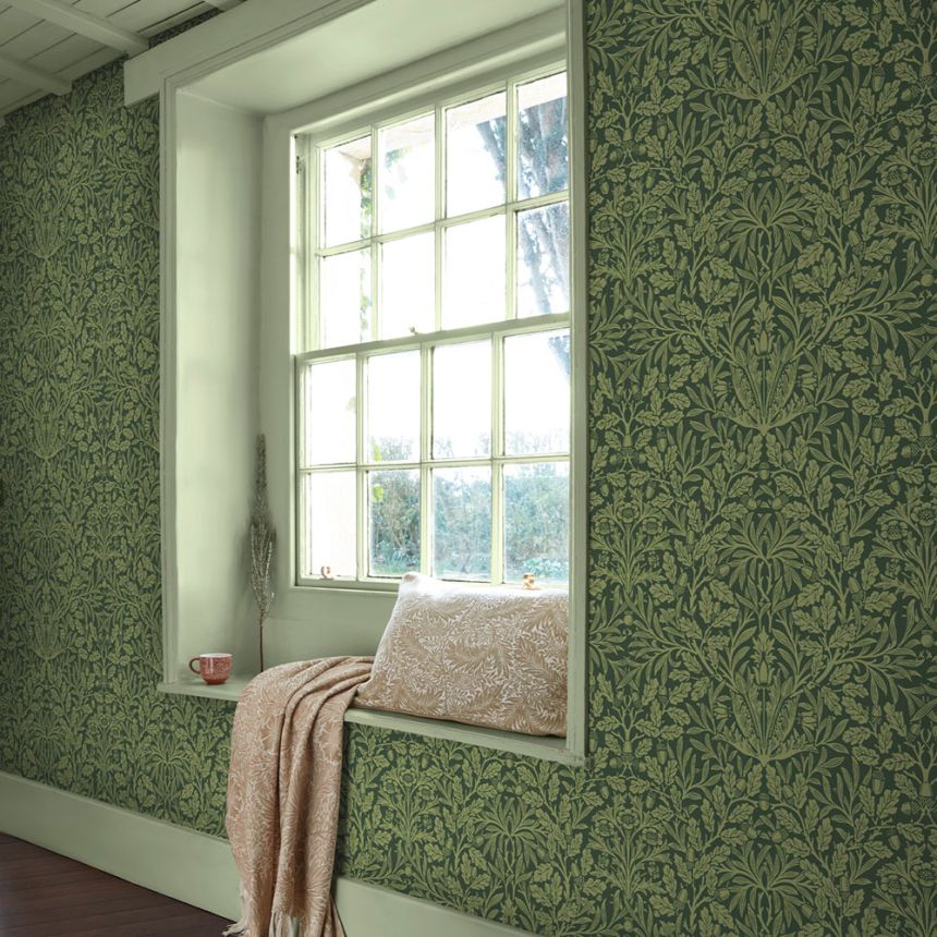 Vliesová tapeta na zeď, zelená, květiny, listy, 140490, William Morris at Home vol. 2