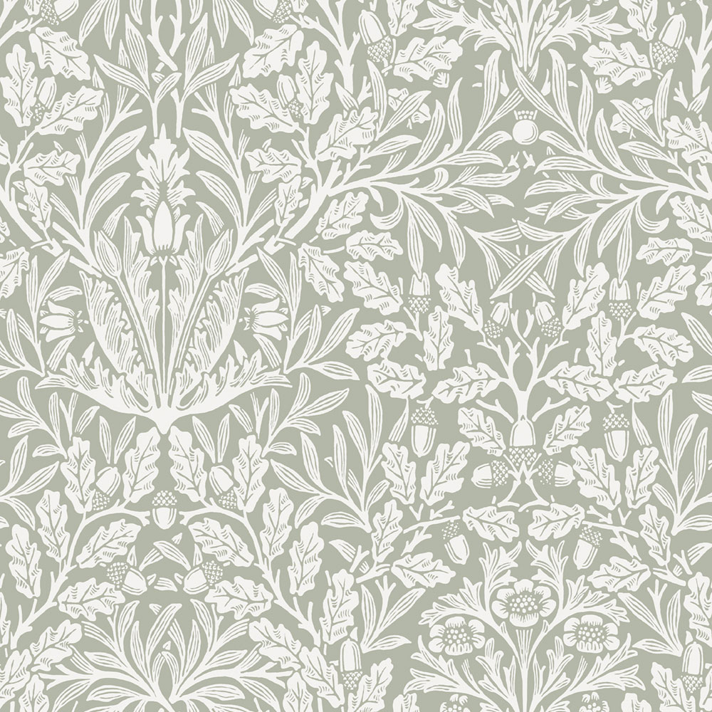 Vliesová tapeta na zeď, zelená, šedá, květiny, listy, 140492, William Morris at Home vol. 2